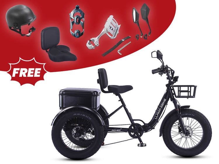 LLAMA Rover 1000W Rear-Drive Foldable Ultra-Range Fat Tire Electric Trike