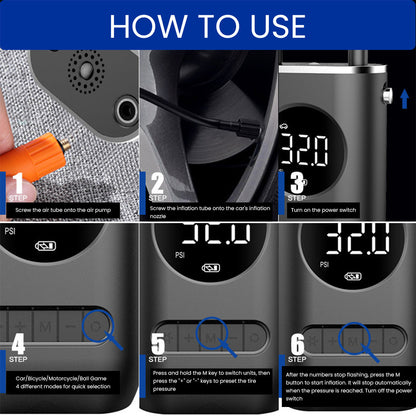 LLAMA TRIKE Portable Rechargeable Air Pump for Car Bicycle and Motorcycle Tires