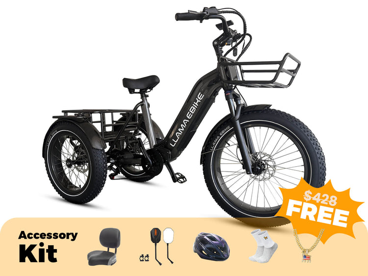 LLAMA Trike CT11 Fat Tire Electric Cargo Trike with NFC Unlock & Optional IoT(Fully Assembled)