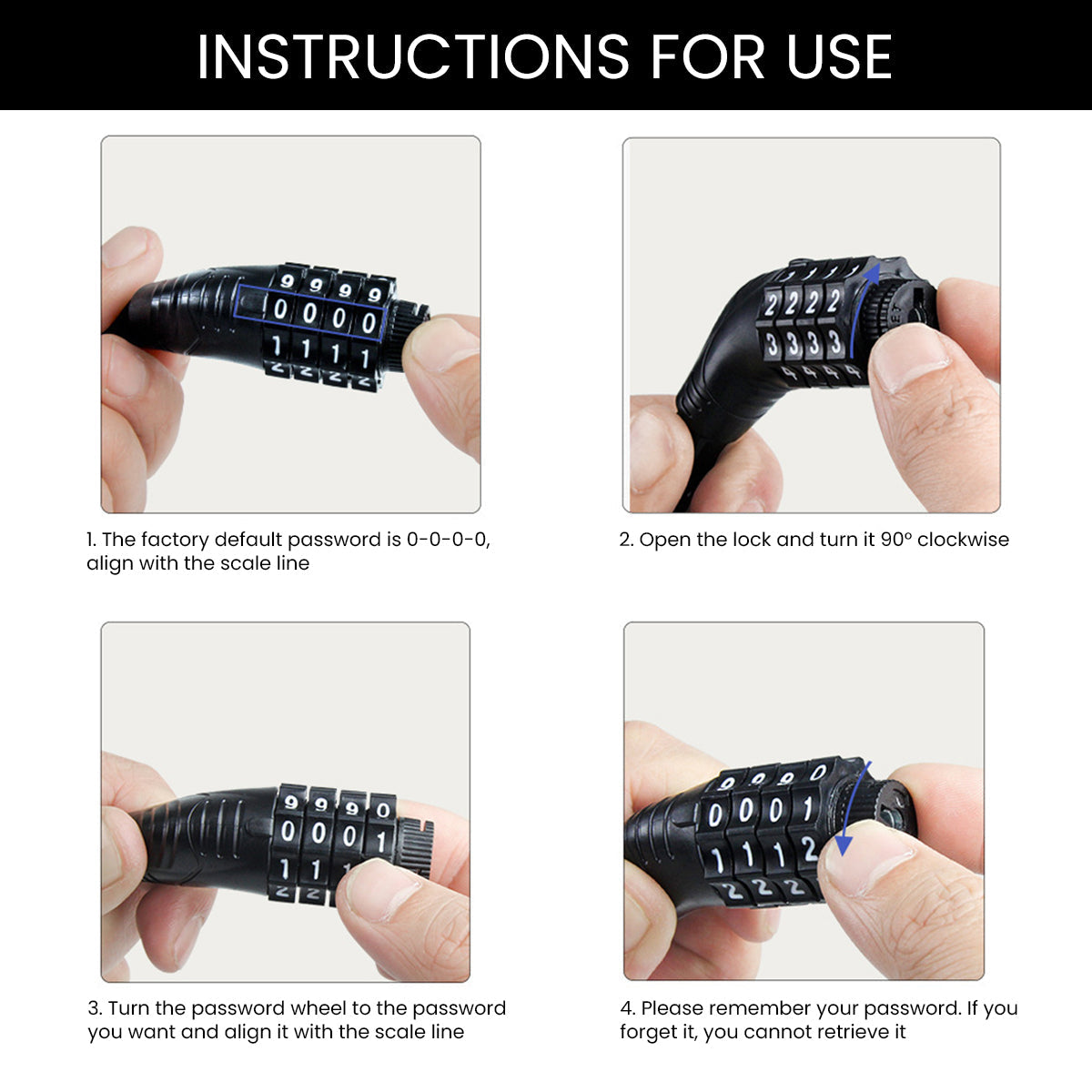 LLAMA TRIKE Modern Minimalist Bike Chain Lock with Combination Code