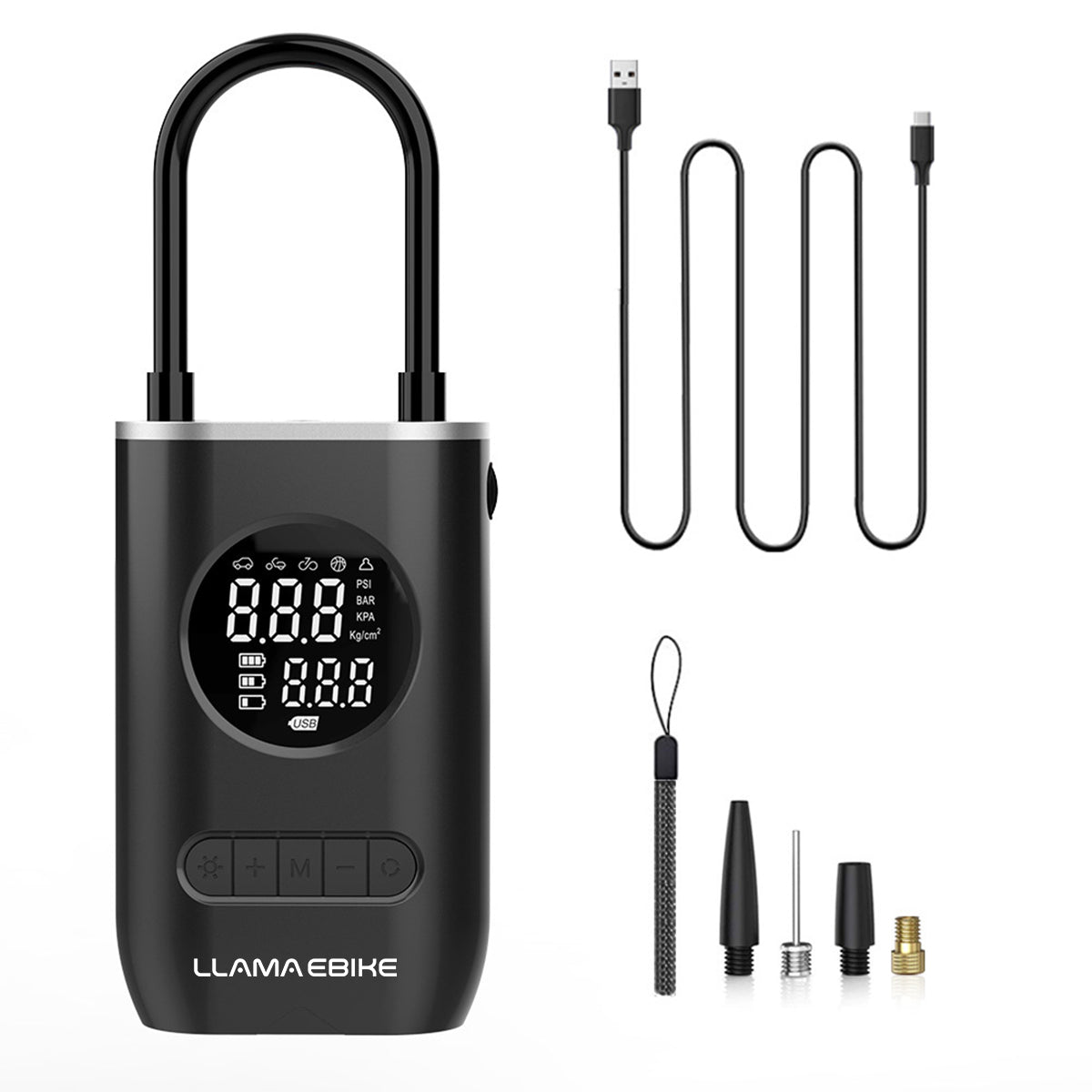 LLAMA TRIKE Portable Rechargeable Air Pump for Car Bicycle and Motorcycle Tires