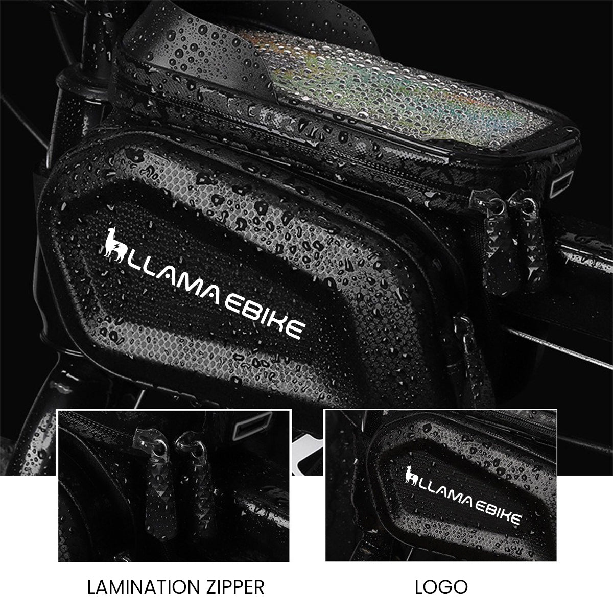 LLAMA TRIKE Waterproof Front Frame Bag with Phone Holder