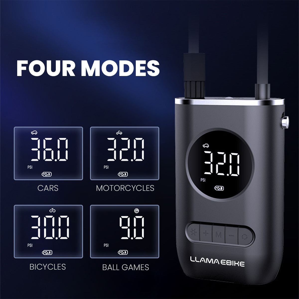 LLAMA TRIKE Portable Rechargeable Air Pump for Car Bicycle and Motorcycle Tires