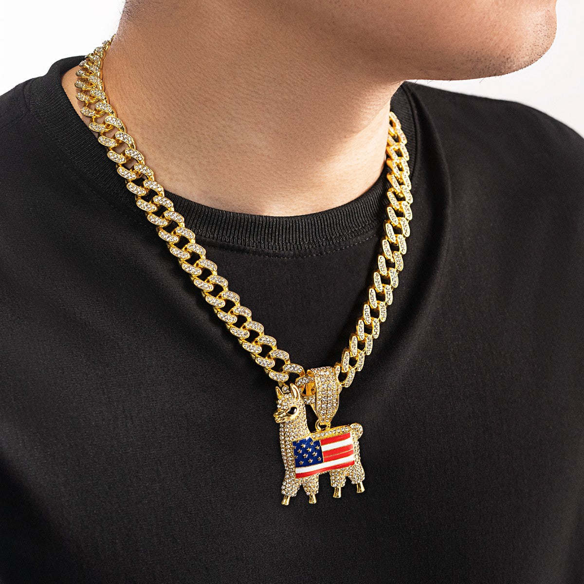 Llama The "Patriot" Iced-Out Cuban Link Chain