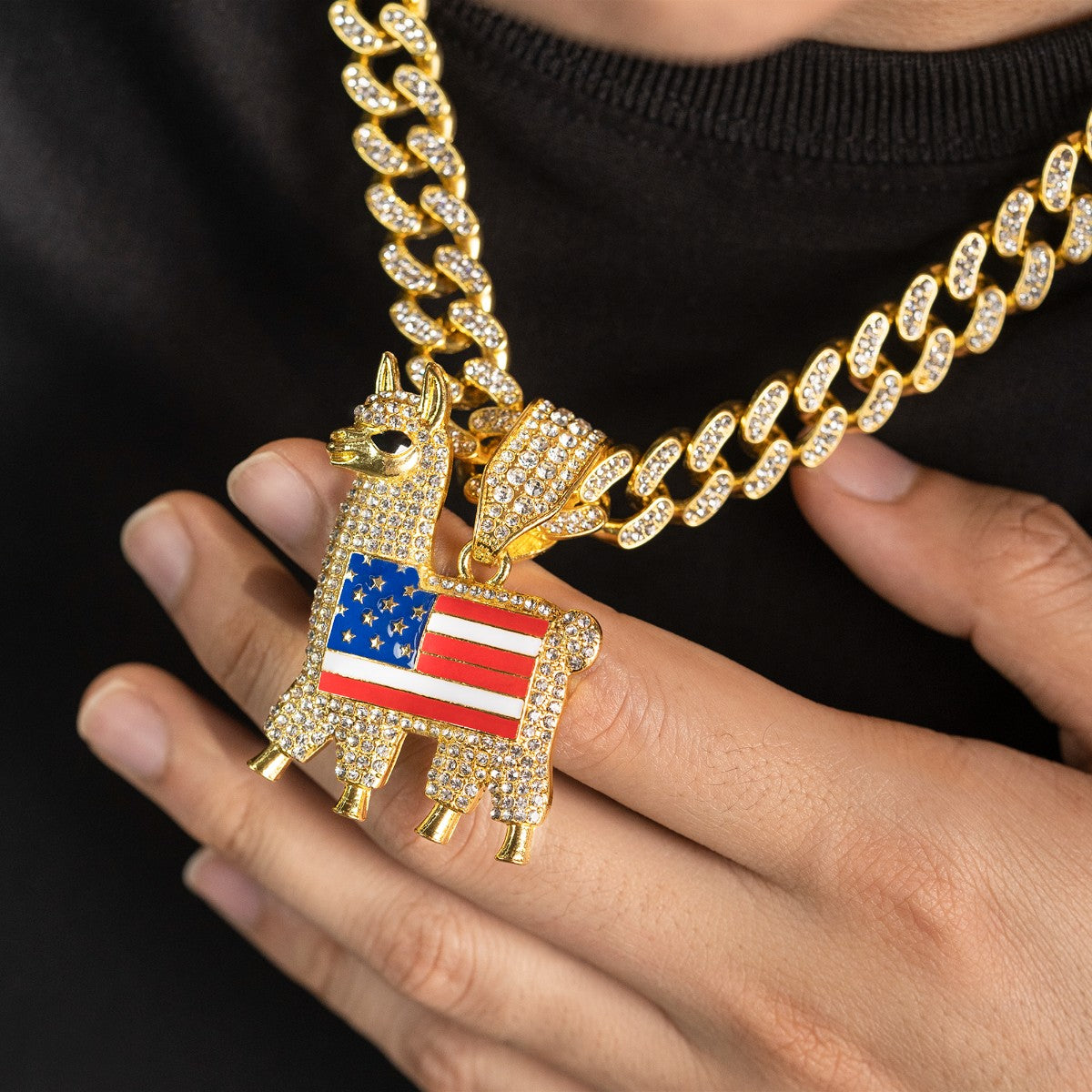 Llama The "Patriot" Iced-Out Cuban Link Chain