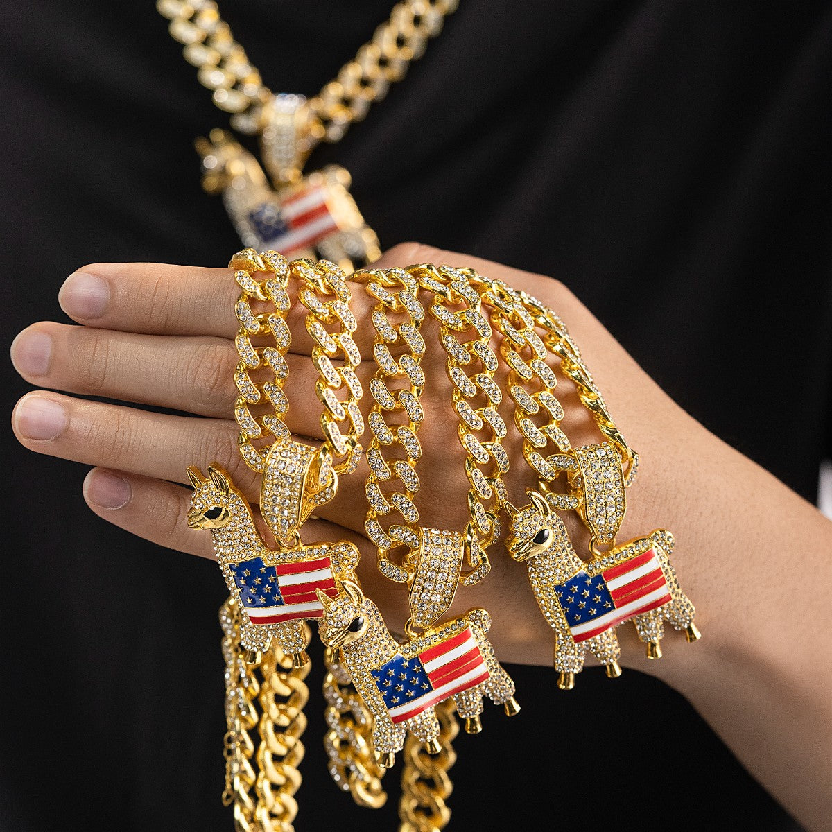 Llama The "Patriot" Iced-Out Cuban Link Chain