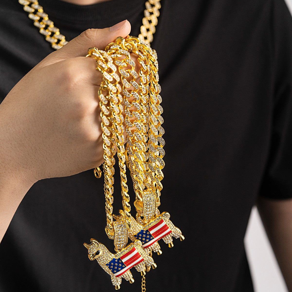 Llama The "Patriot" Iced-Out Cuban Link Chain