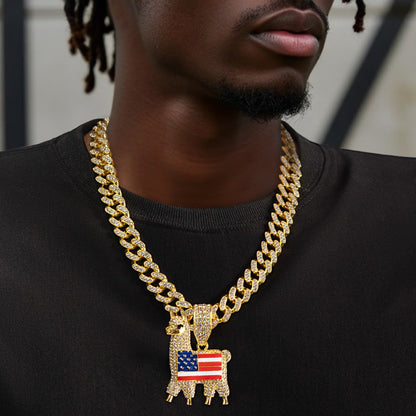 Llama The "Patriot" Iced-Out Cuban Link Chain
