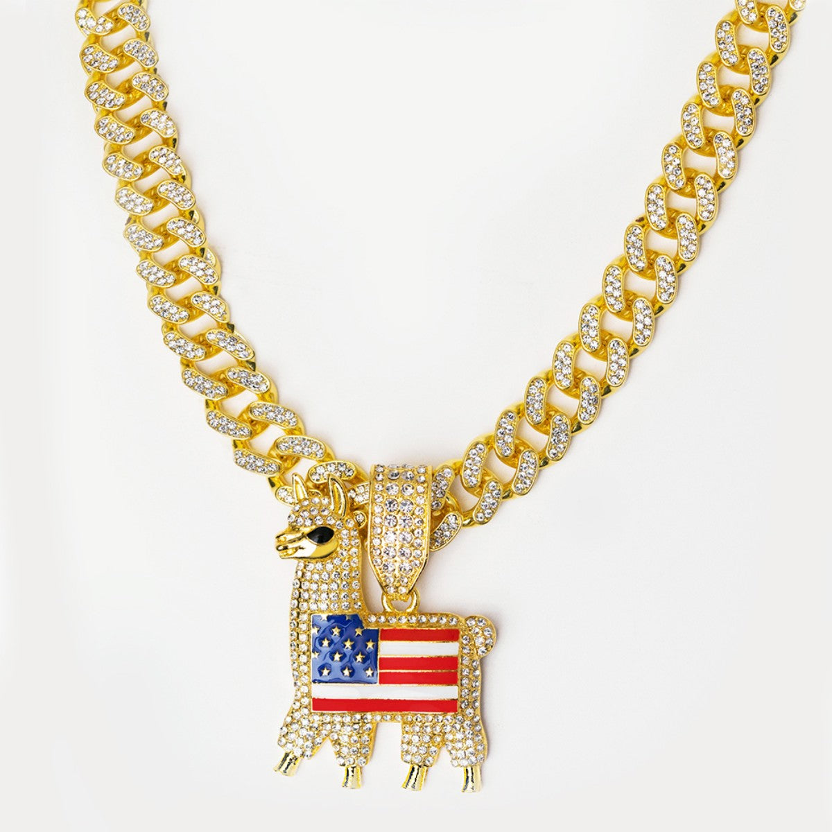 Llama The "Patriot" Iced-Out Cuban Link Chain