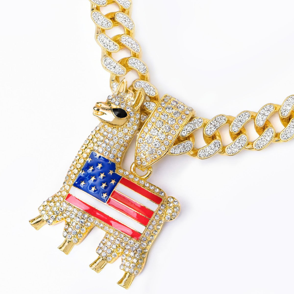 Llama The "Patriot" Iced-Out Cuban Link Chain